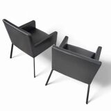 2 x Manet Minotti arm chairs 1990s / dark brown leather / chrome height 83