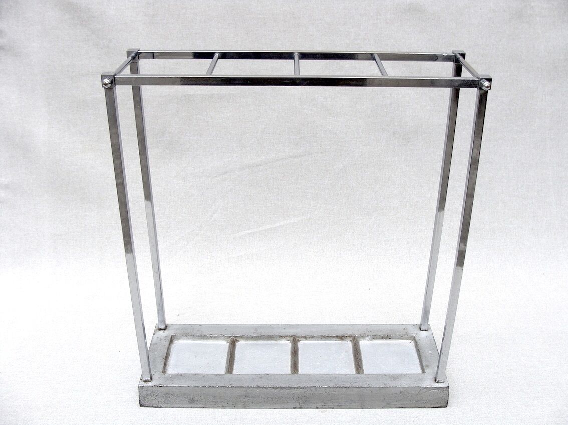 Art Deco umbrella holder in chromed metal