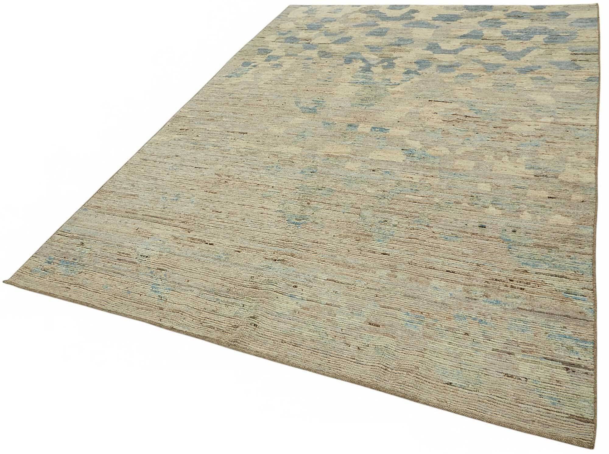 Hand-Knotted Turkish Contemporary 203 cm x 296 cm Beige Wool Carpet