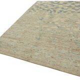 Hand-Knotted Turkish Contemporary 203 cm x 296 cm Beige Wool Carpet