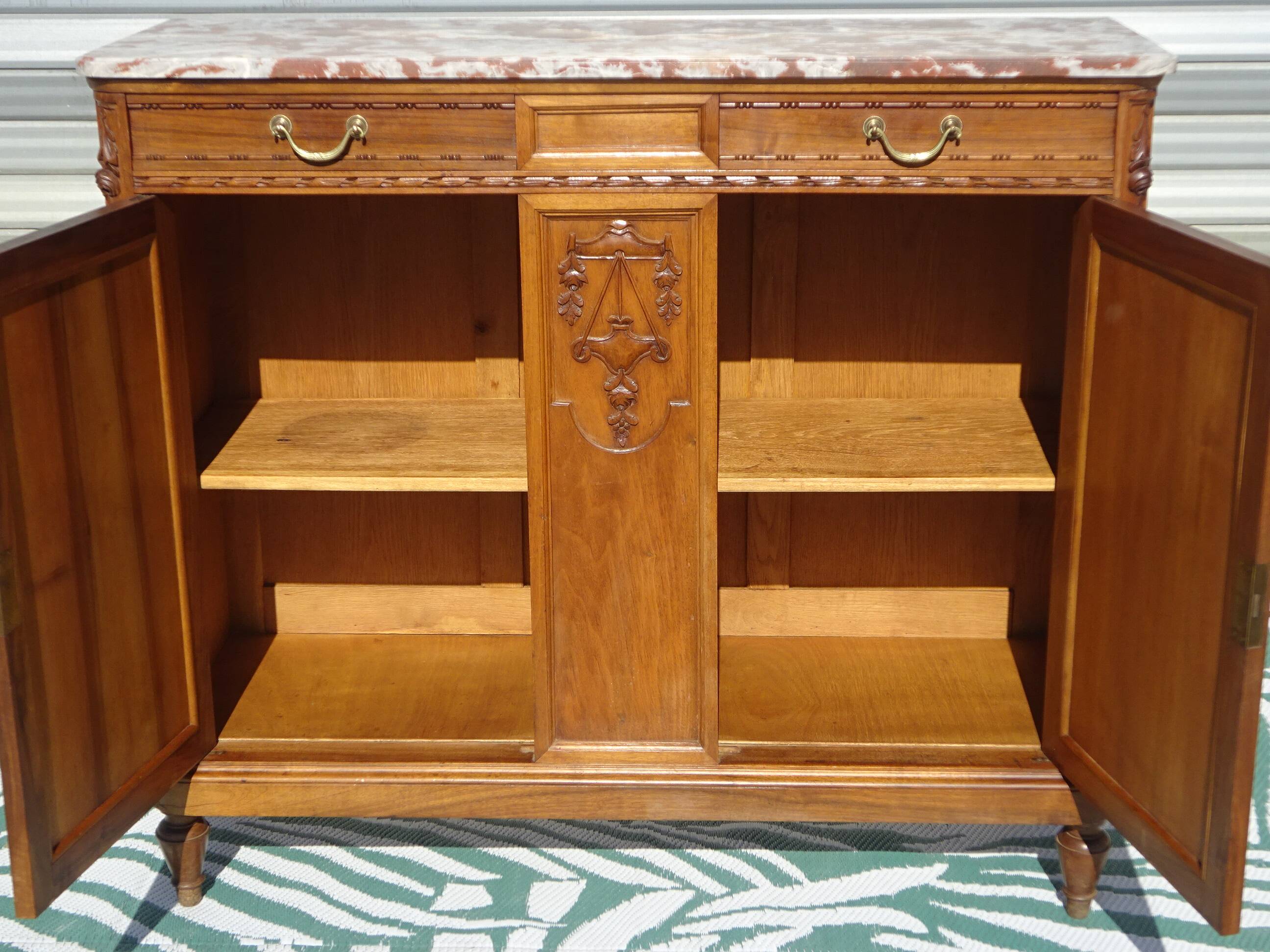 Art Deco walnut sideboard with marble top