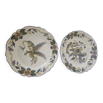 Pair of decorative plates Charolles – hand-painted earthenware – work
