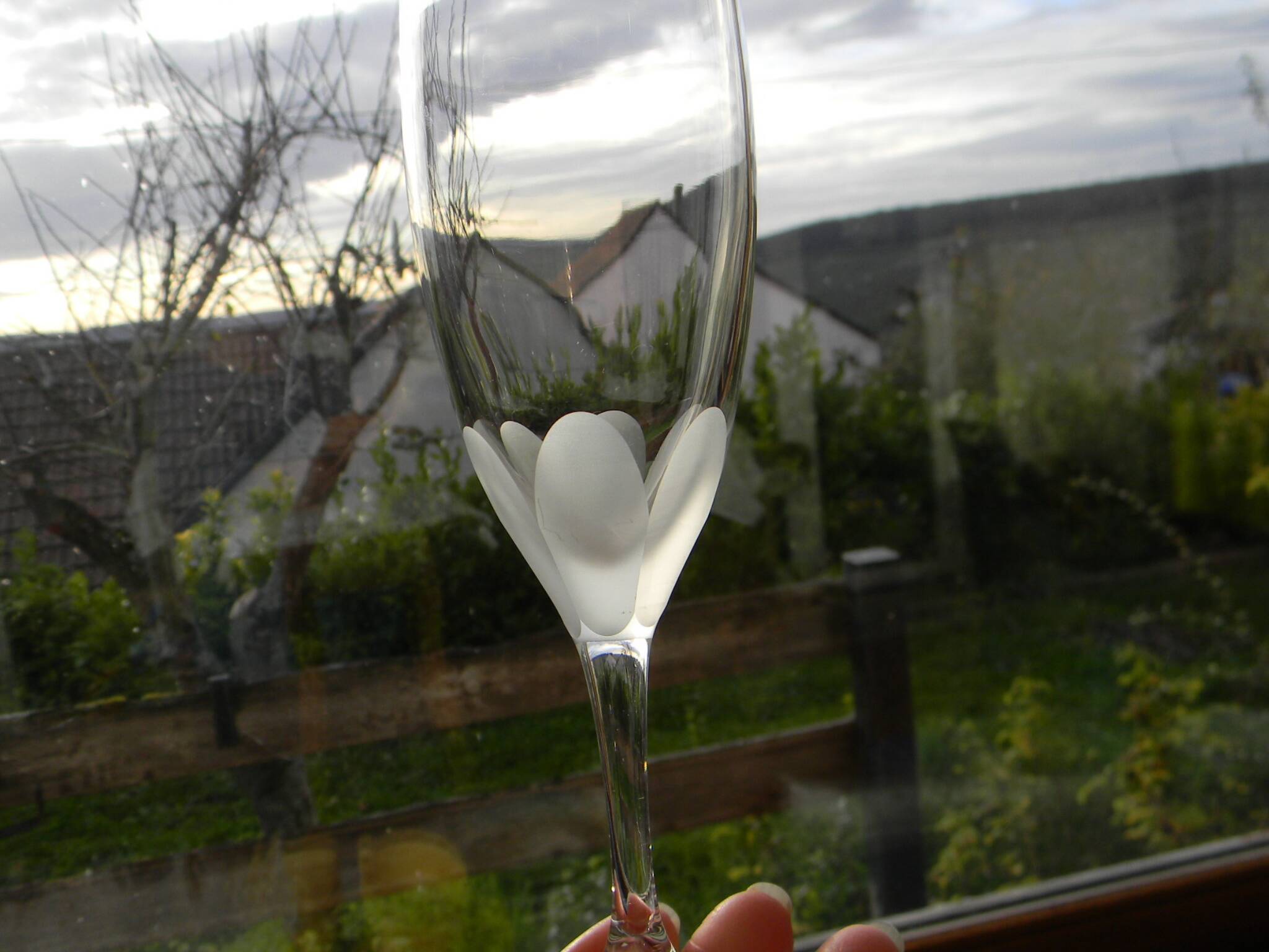 Set of 6 cut crystal flutes from lorraine.