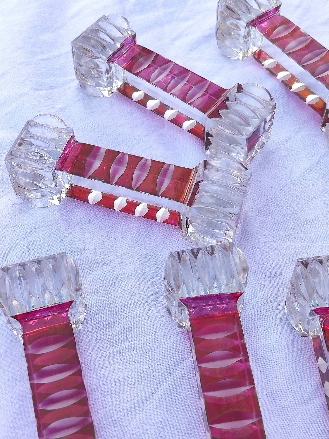 12 colored crystal knife holders - 1970