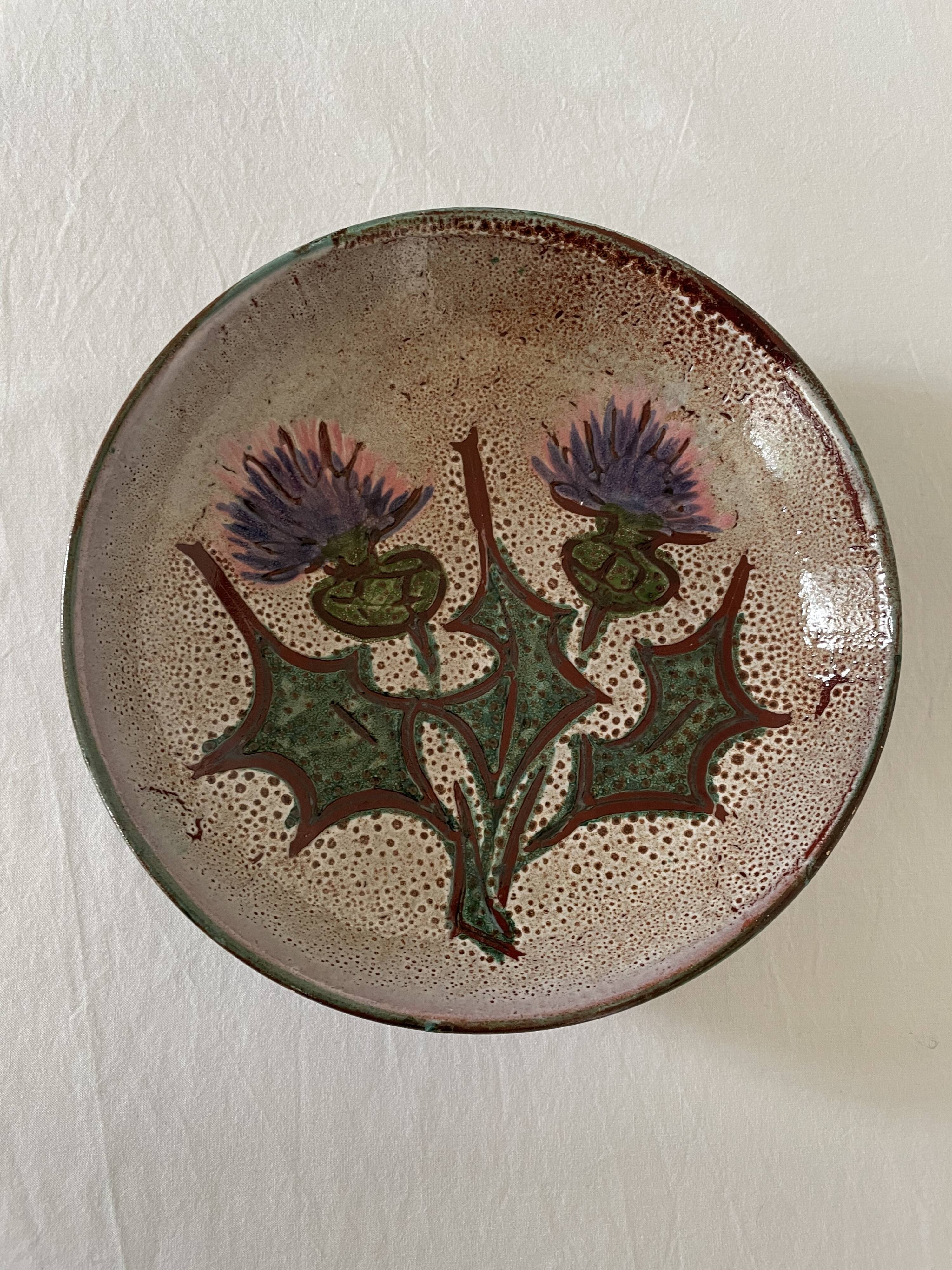 Vallauris deep plate with thistles