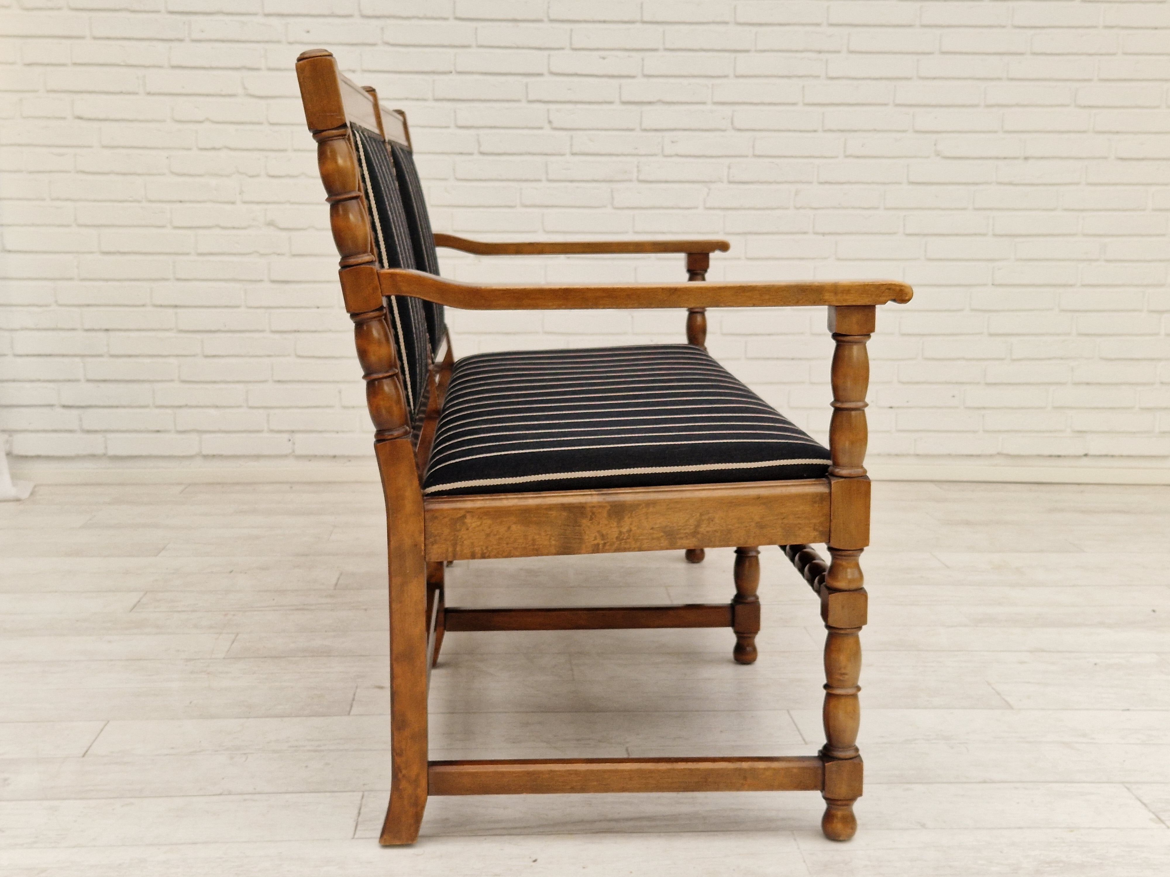 1950s, Scandinavian bench-sofa, ash wood, wool, original condition.