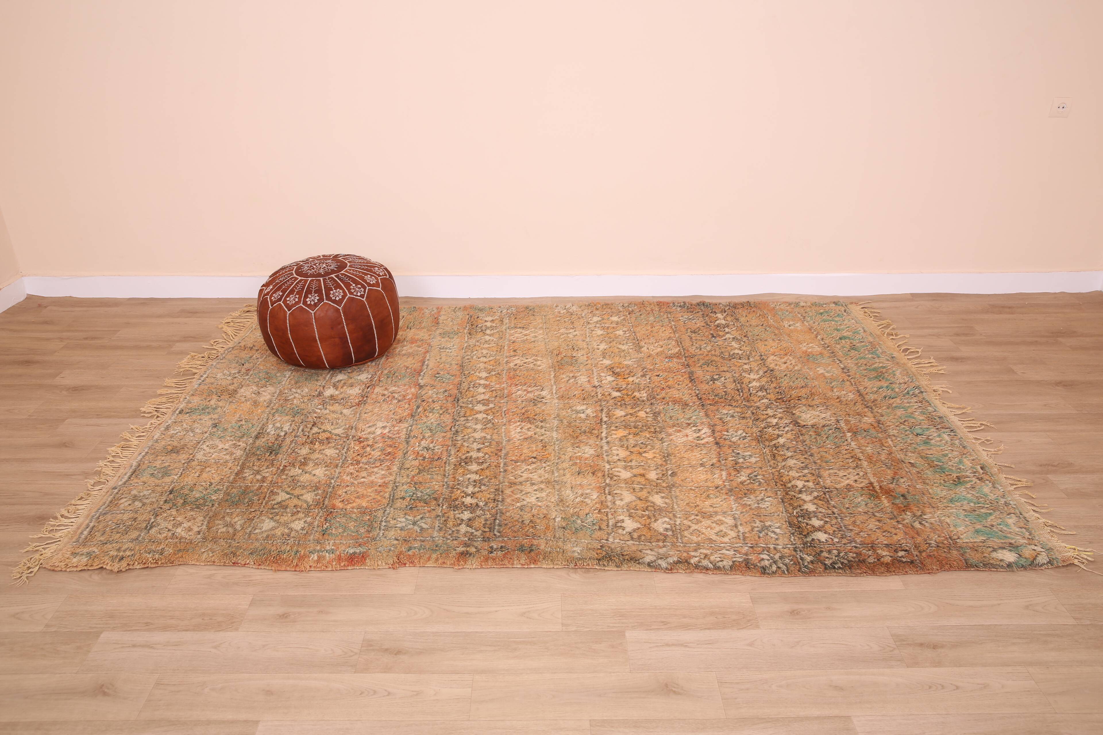 Peach Vintage Moroccan Rug 178 x 264 cm, Berber Wool Rug, Handmade Boho Rug