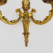 Old pair of bronze double-light wall sconces. 60s