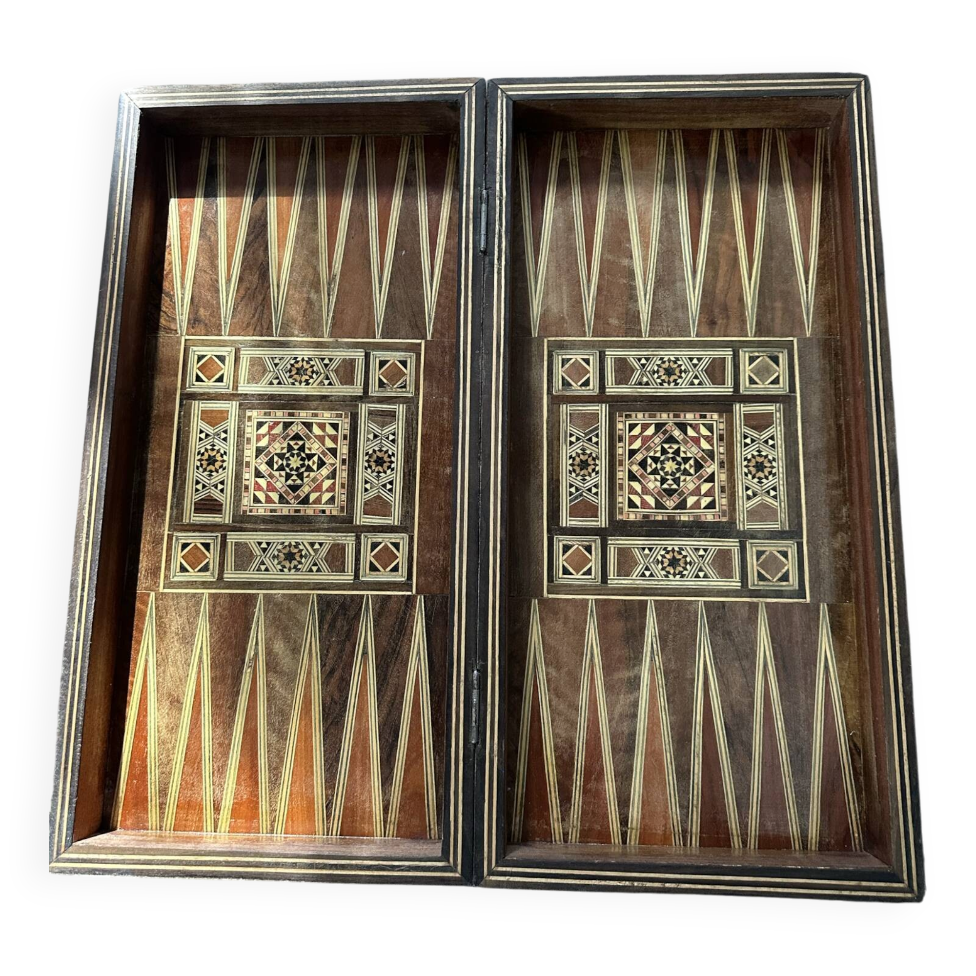 Backgammon game in marquetry