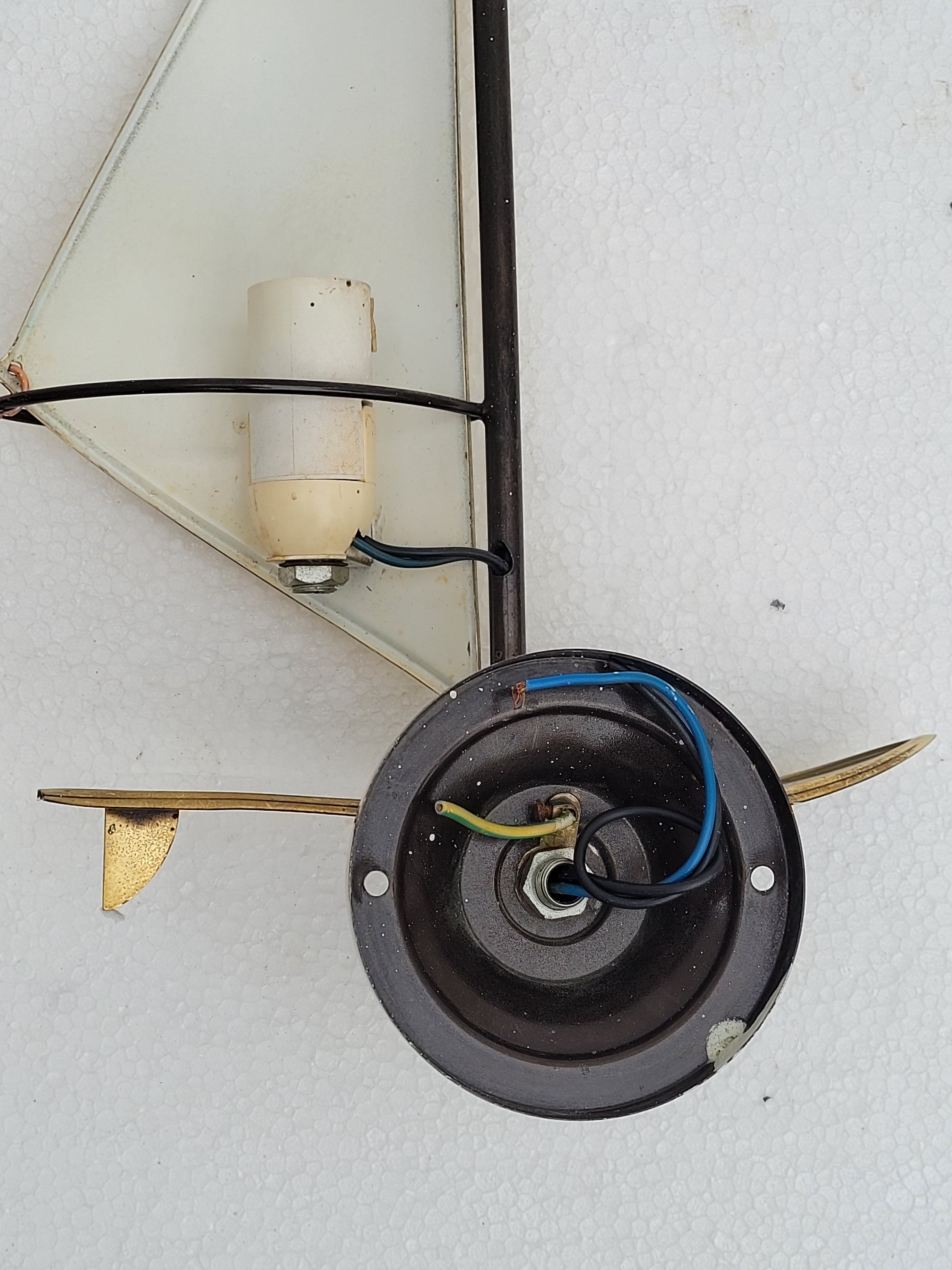 Pair of vintage sconces Sailboats in brass marine décor