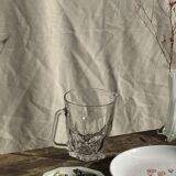 Large glass water jug with handle, hexagonal base, H15 D20.