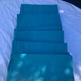 6 damask cotton towels tinted emerald blue