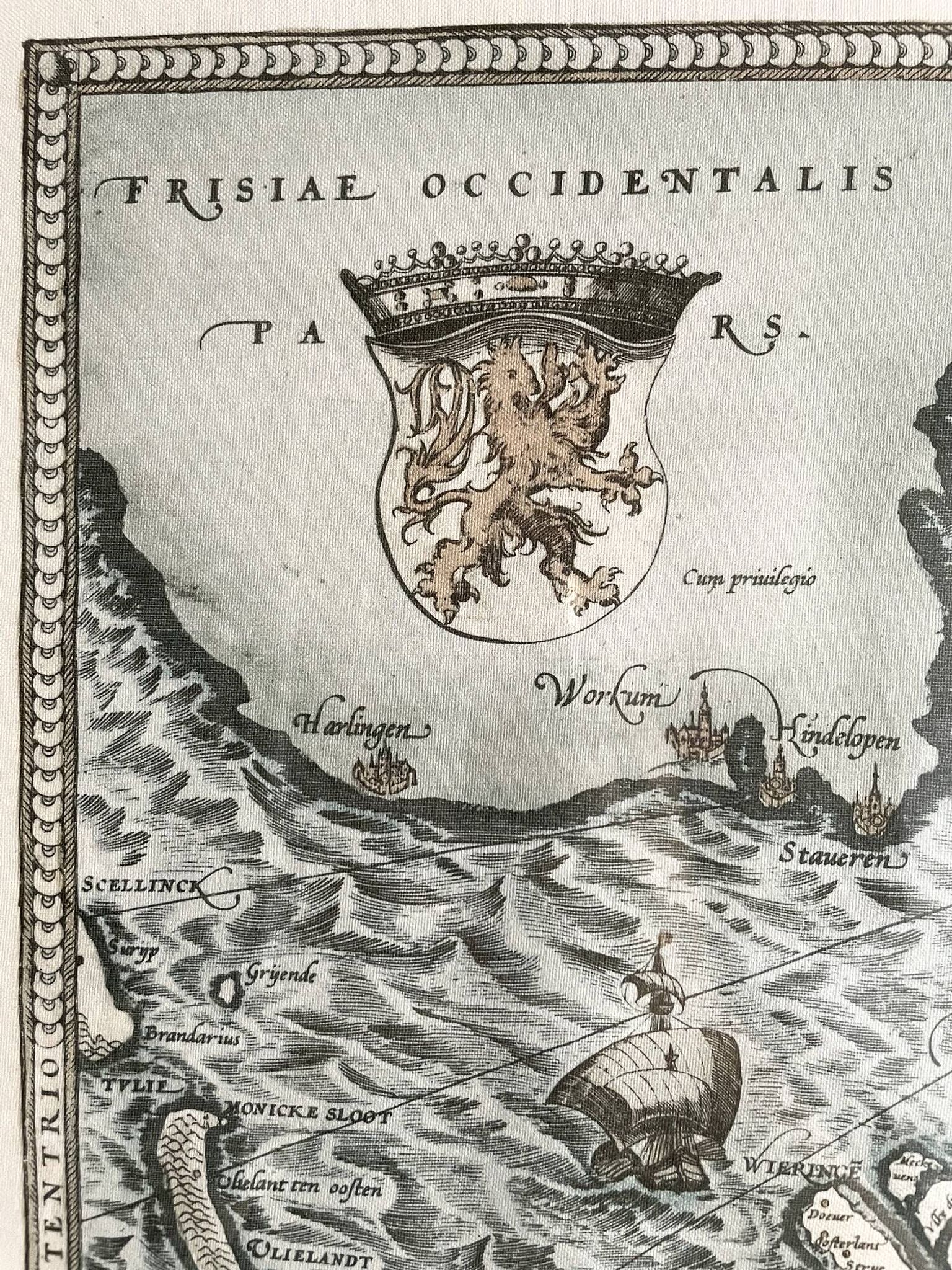 Framed Map of the Netherlands from the Theatrum Orbis Terrarum by Abraham Ortelius (1570)