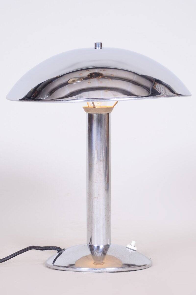 Art Deco Table Lamps in Chrome-Plated Steel, Czech, 1930s, Set of 2