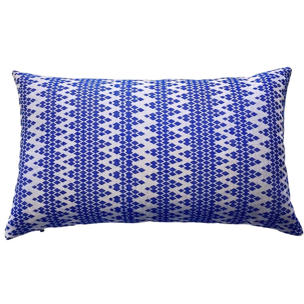 White and blue Kachin cushion