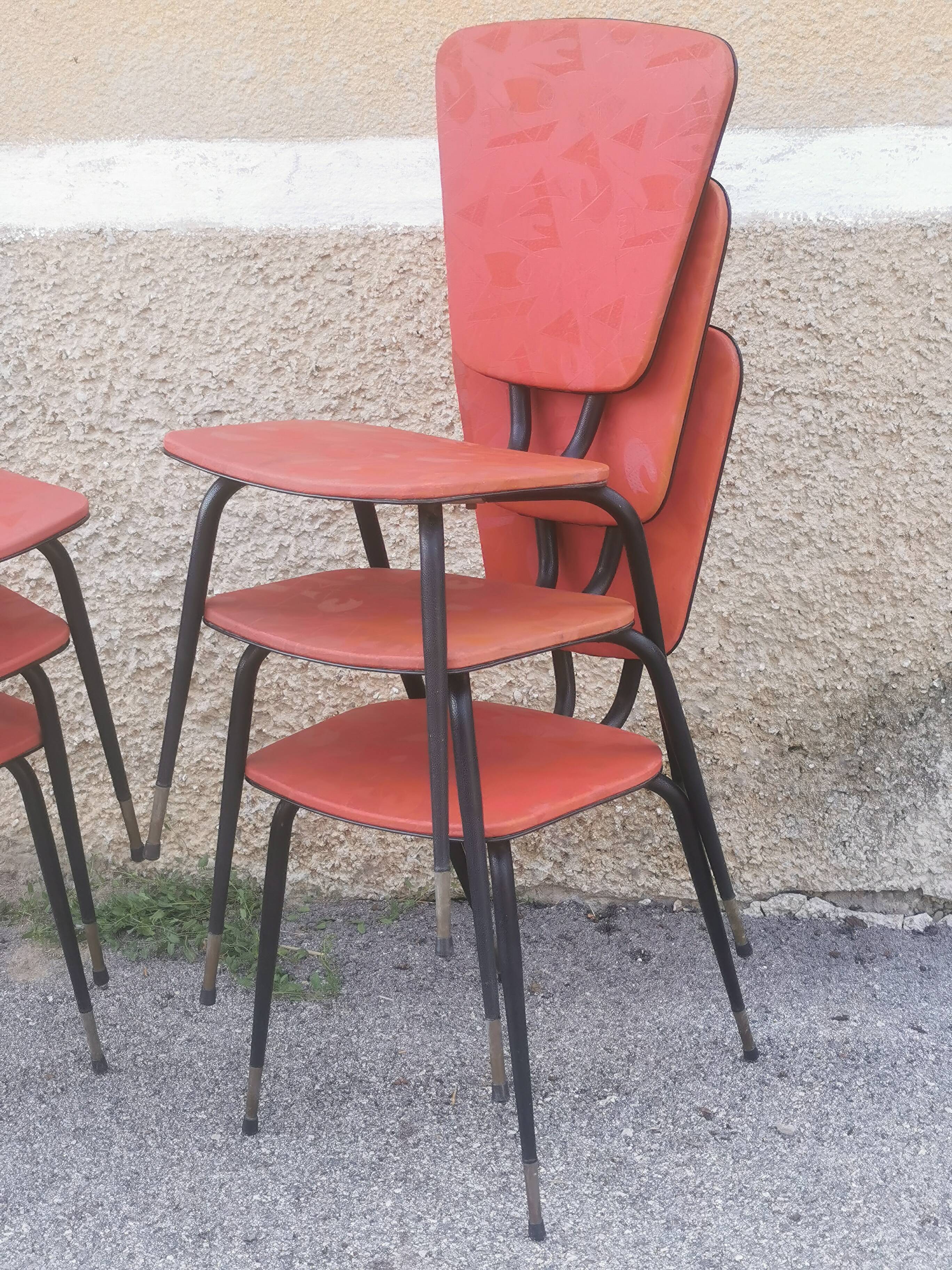 Set of 6 vintage "compass feet" chairs