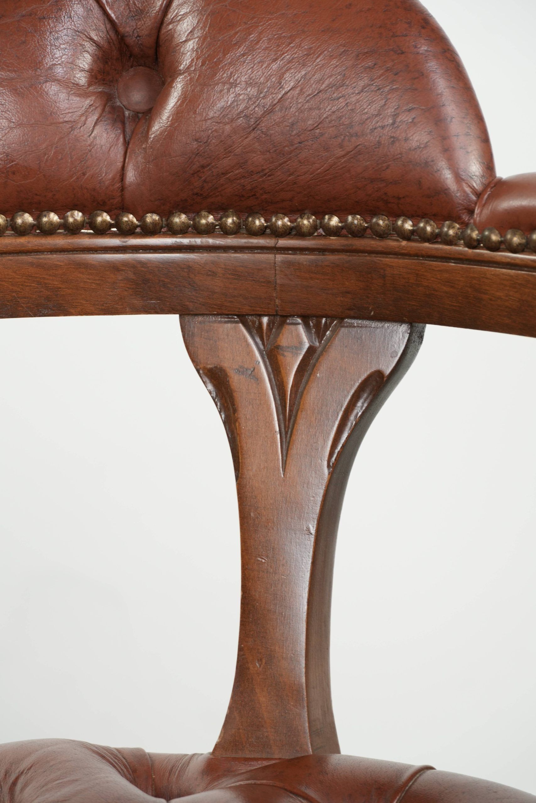 Set of 2 swivel cowhide English style chesterfield office chairs