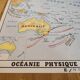 Carte scolaire ancienne Amérique du sud Brésil  2em face Australie, Océan Pacifique