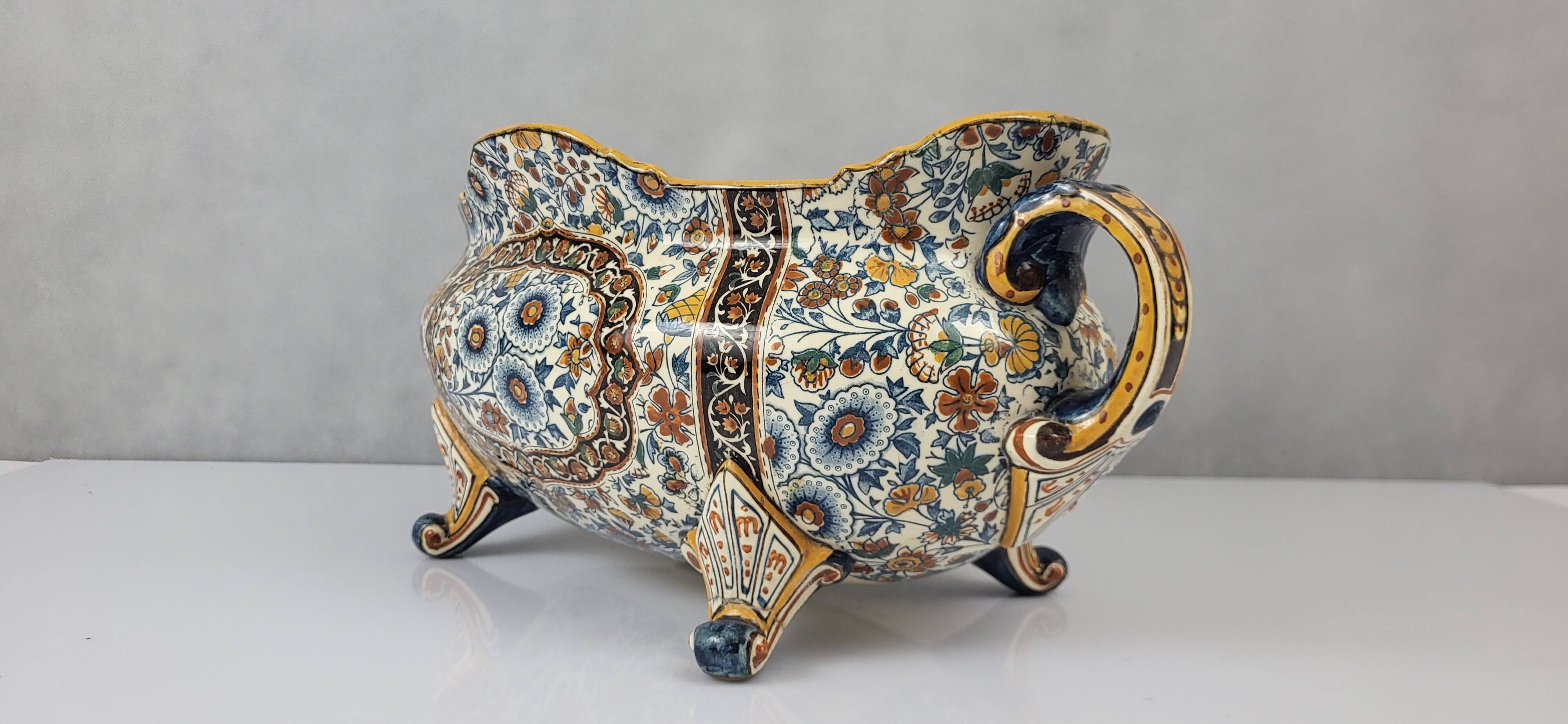 19th century Gien earthenware planter with Persian decor