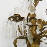 Large (70 cm - 27.55") pair of 3-arm foliage wall sconces