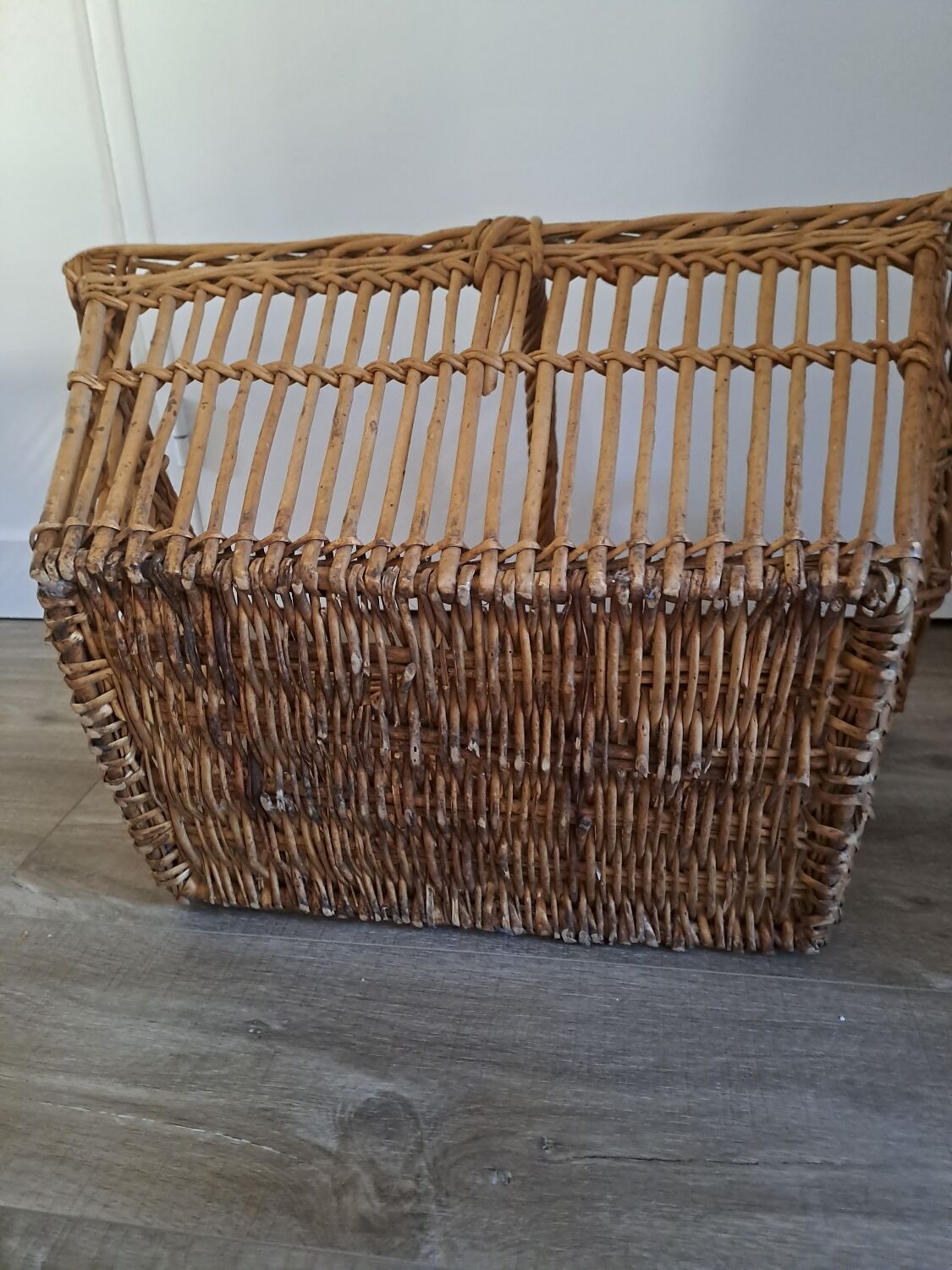 Old rattan laundry basket