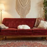 Mid-century modern three-seater velvet sofa, Swedish 1950s–1960s