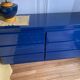 Console / commode David Lange – Laque bleu profond – 6 tiroirs – 156 cm – A