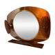 Brown smoked glass wall mirror - sconces & shelf - Italian design 1
