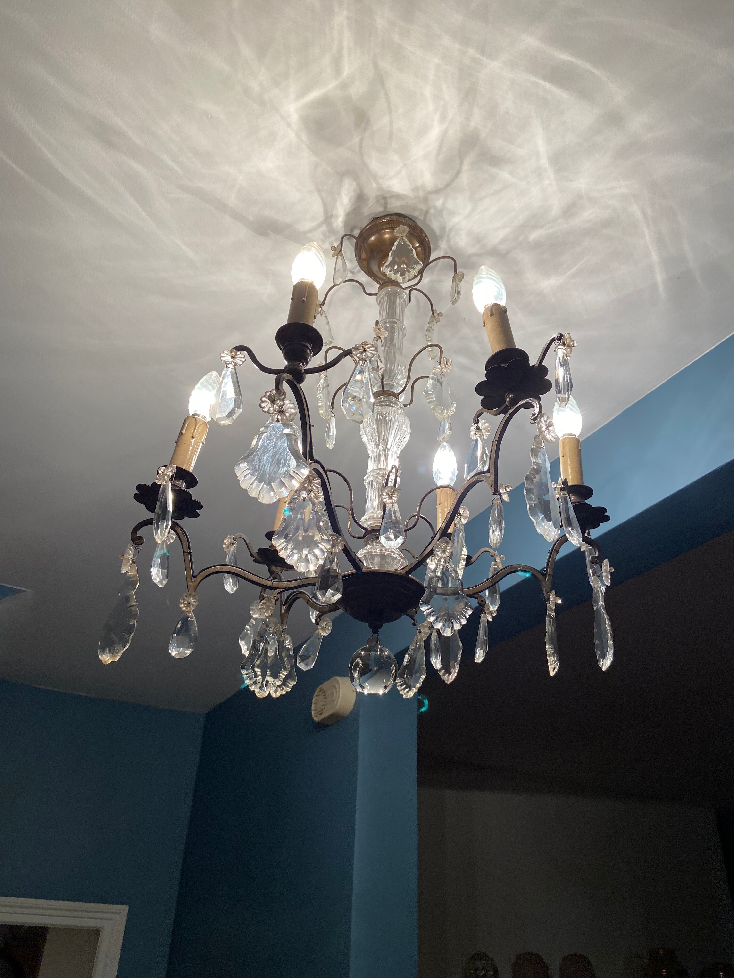 Grapevine chandelier NINETEENTH bronze and crystal