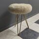 wool top brass small stool 1960s
