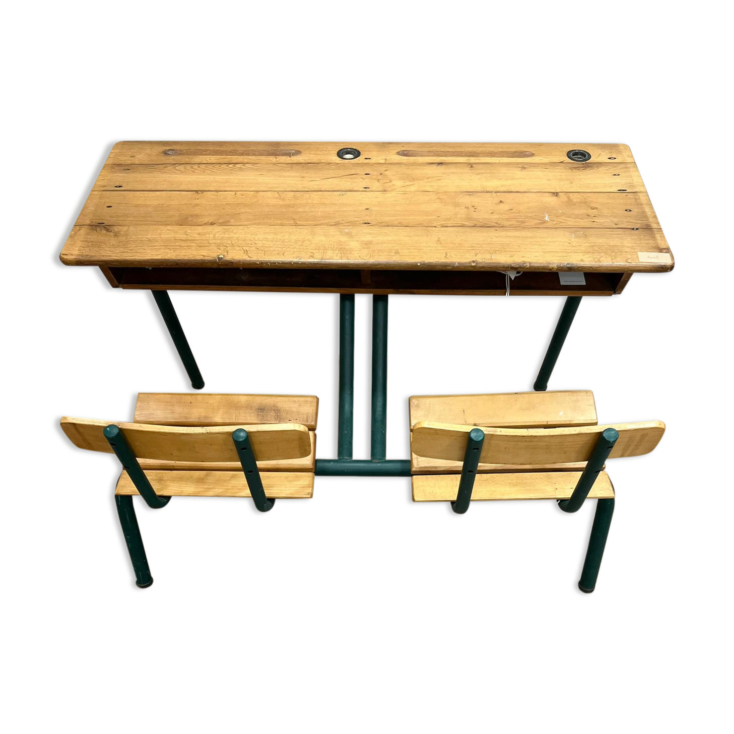 Old-fashioned double school desk