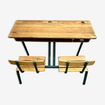 Old-fashioned double school desk