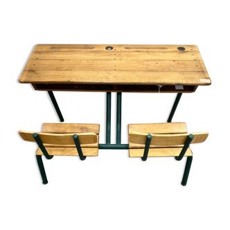 Old-fashioned double school desk