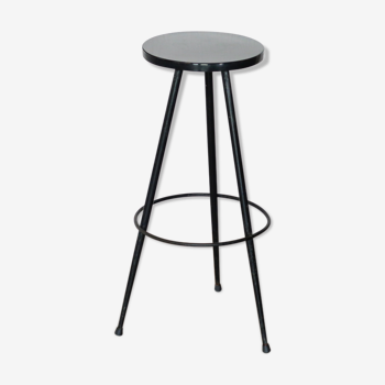 Tabouret de bar tripode, assise formica, années 50