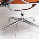 Eames lounge chair model EA 216 softpad in cognac
