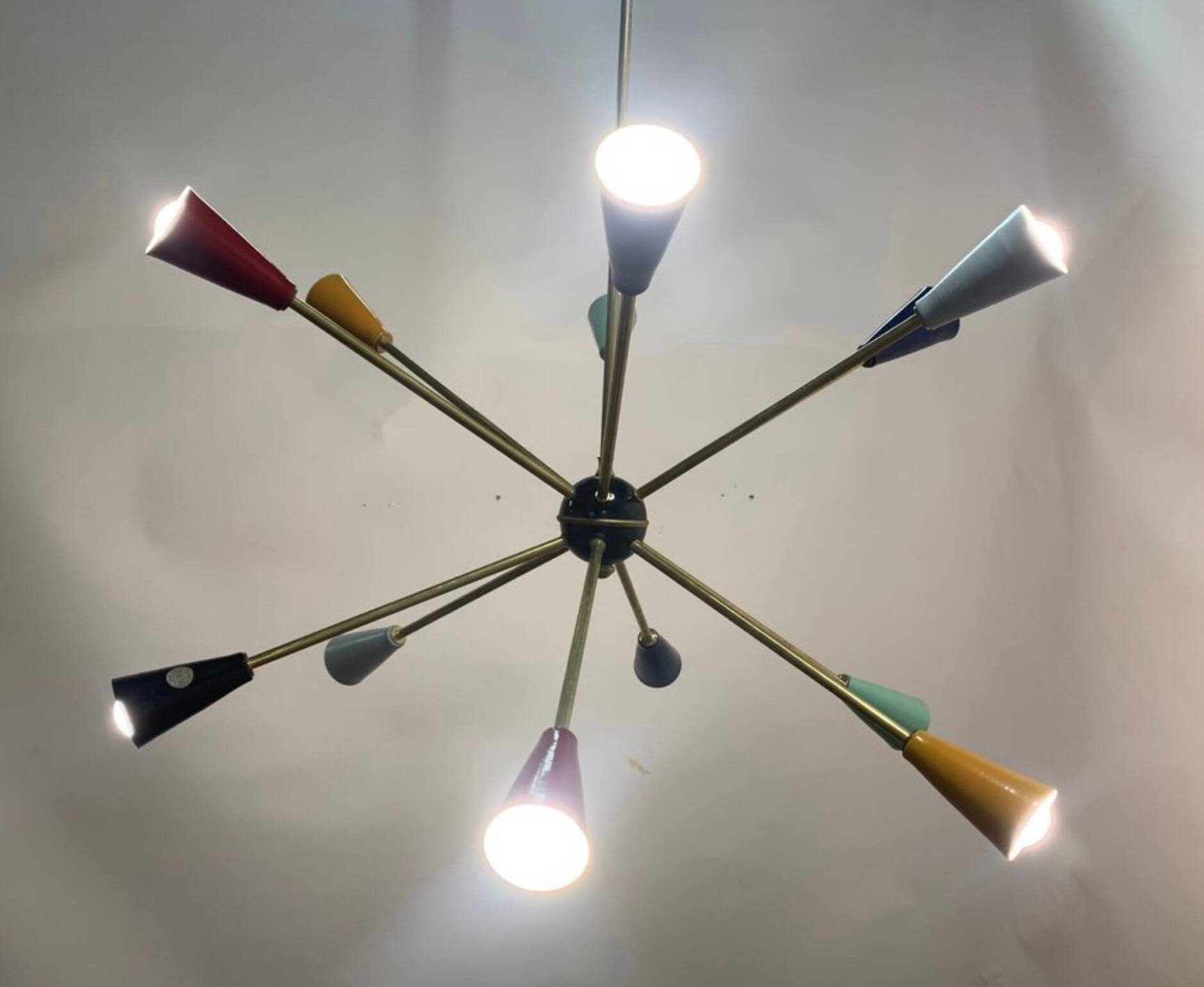 Lustre à 12 branches Sputnik Stilnovo des années 1950