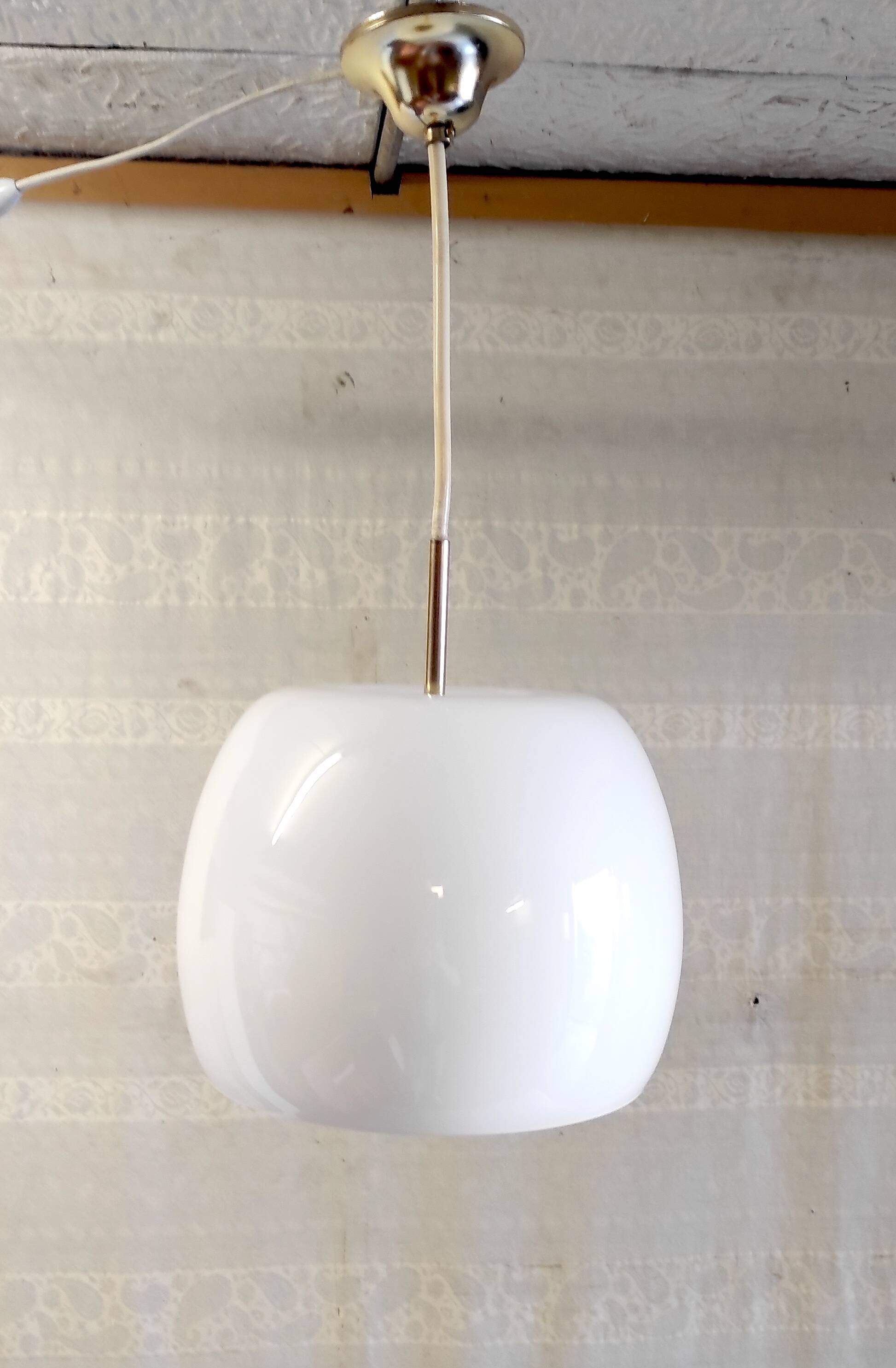 Opaline globe pendant light - mid-20th century