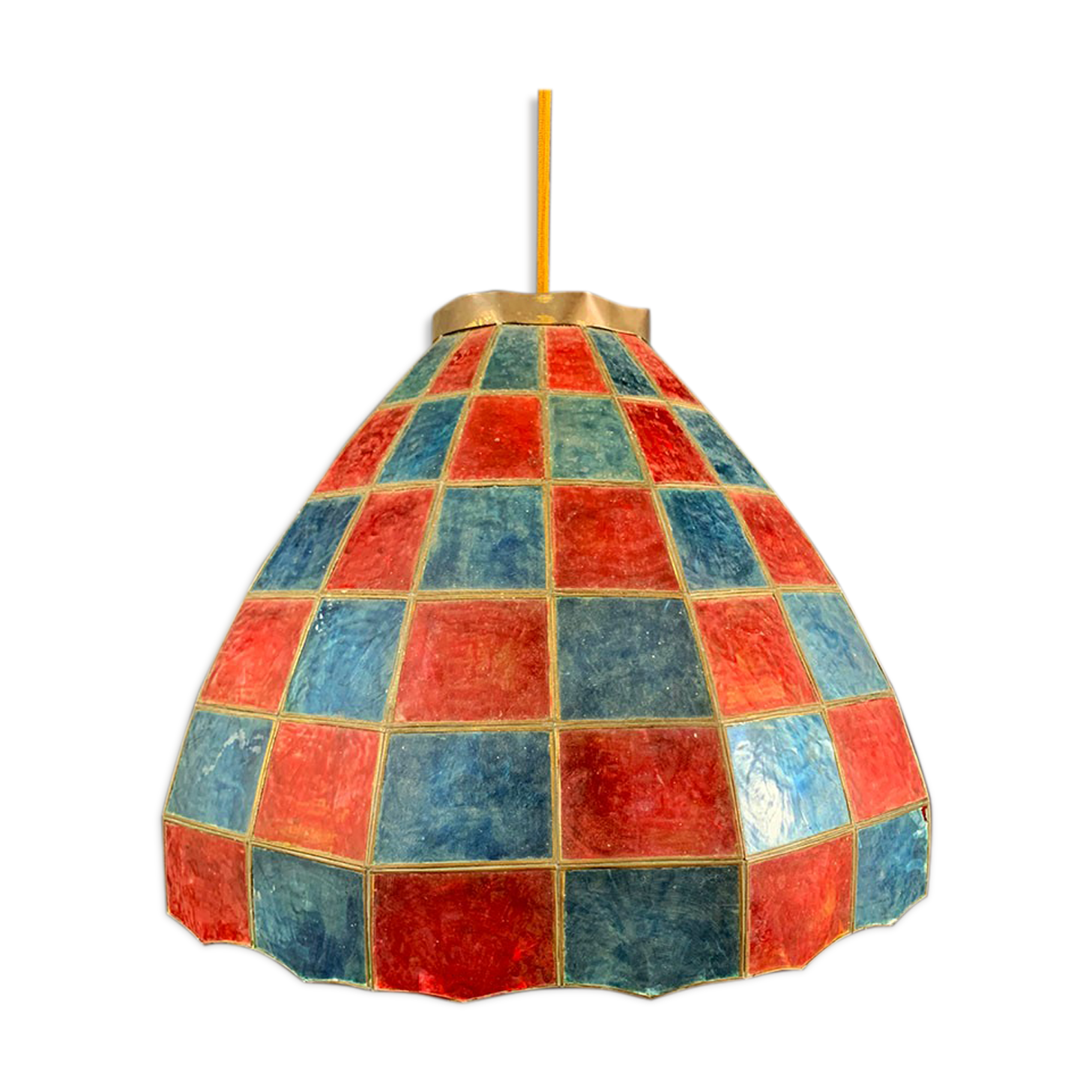 Mother-of-pearl and brass hanging lamp