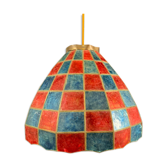 Mother-of-pearl and brass hanging lamp