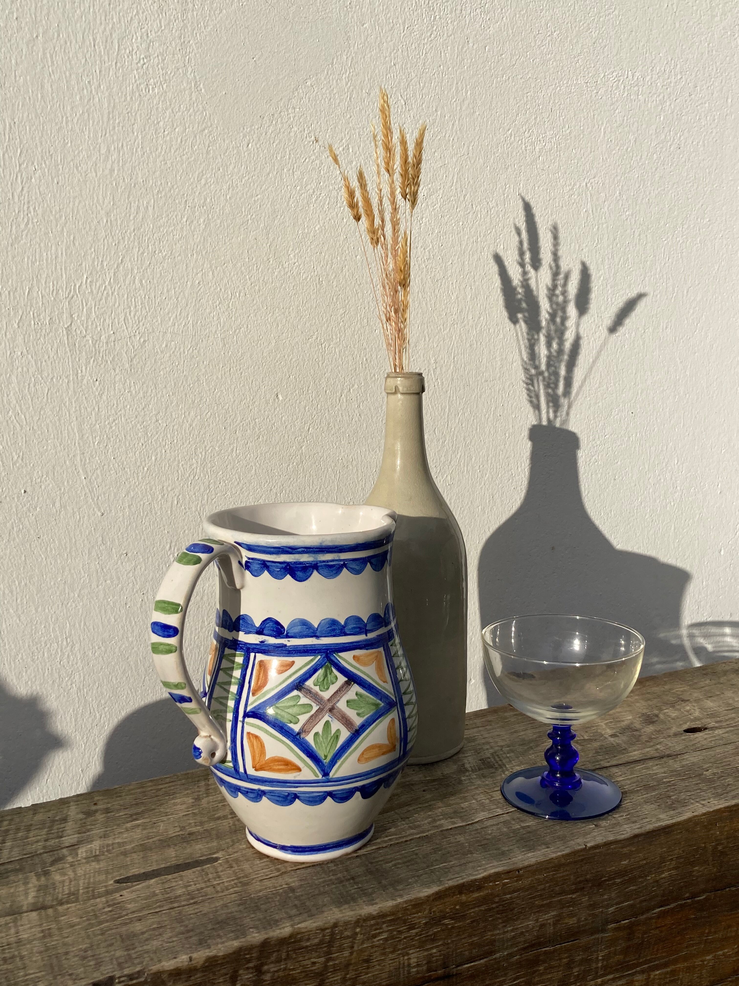 Spanish glazed ceramic pitcher Puente del Arzobispo Toledo
