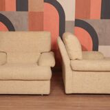 Danish Set of Armchairs Soft Cuschion Comfortable Wool Upholstery