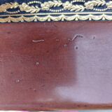 Desk, black leather top