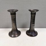 A set of ceramic candlesticks in bluish metallic glaze, Denmark 1980s