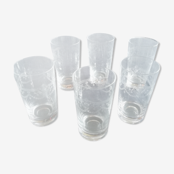 Set de 6 verres en cristal gravés