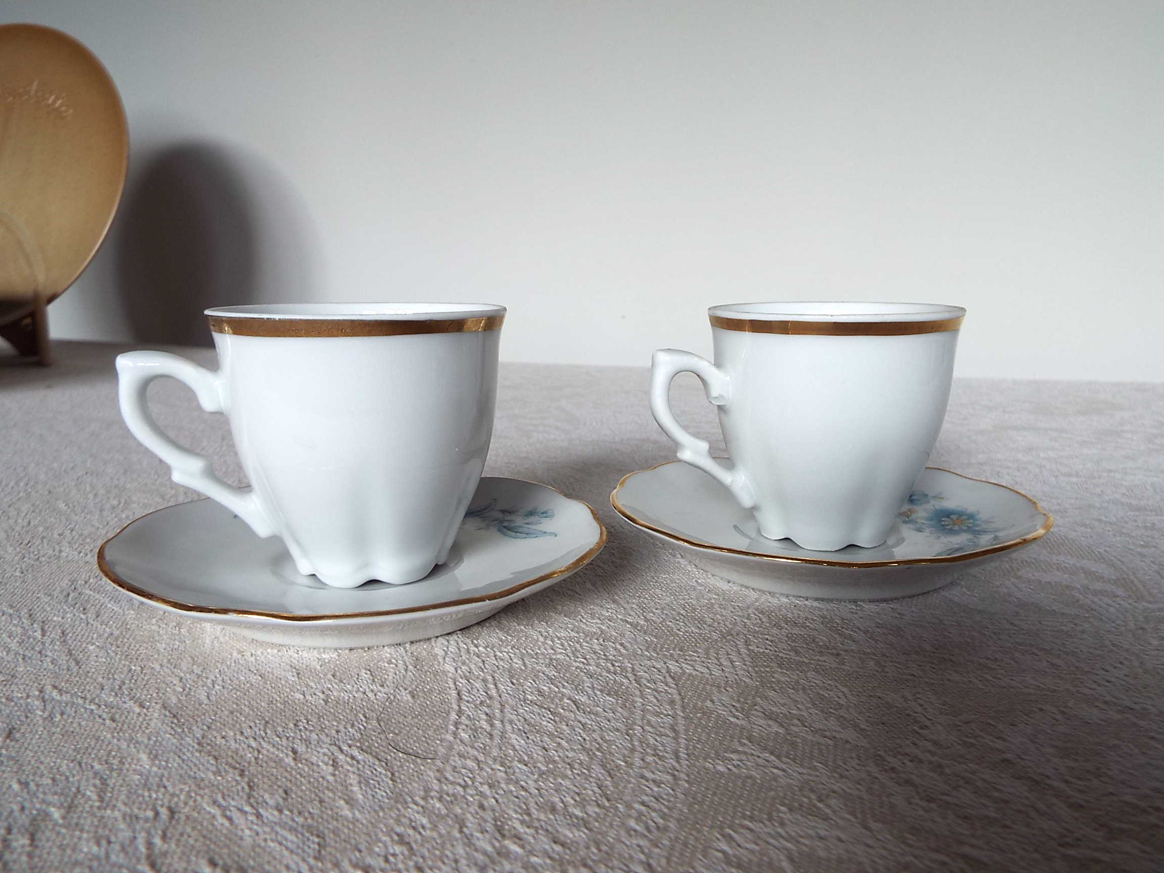 2 coffee cups Chauvigny porcelain