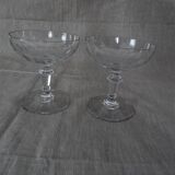 Pair of old champagne glasses crystal faceted louis Philippe