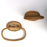 Vintage rattan towel rack and shelf