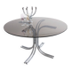 Italian Chrome & Smoked Glass Dining Table 1970's