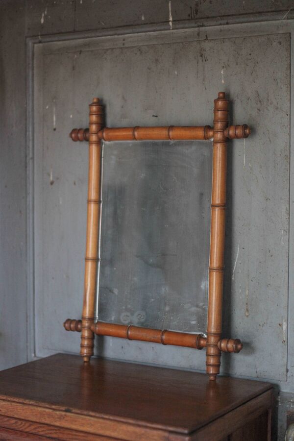 Miroir bois imitation bambou, miroir ancien, miroir à suspendre