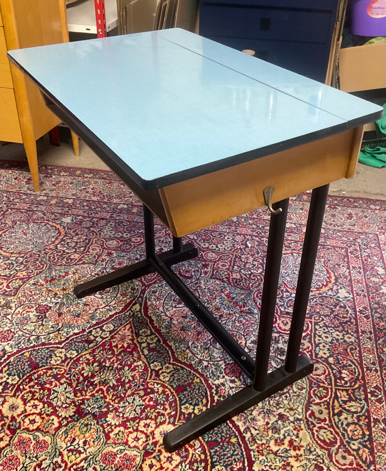 School desk blue formica desk from the 60s-70s
